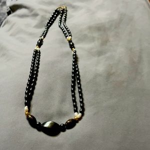 Hematite and pearl necklace.